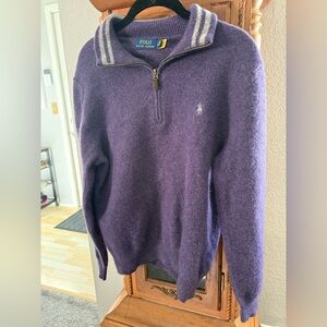 Ralph Lauren Purple Zip Up Sweater with Sporty Accents